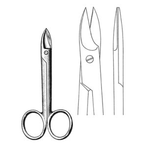 Ligature Scissors 12 0 cm, 1 Blade Saw Edge, Straight