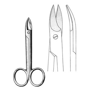 Ligature Scissors 12 0 cm, 1 Blade Saw Edge, Curved