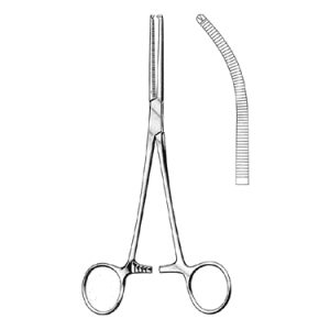 Kocher (Ochsner) Artery Forceps 22 0 cm, 1 x 2 Teeth, Curved