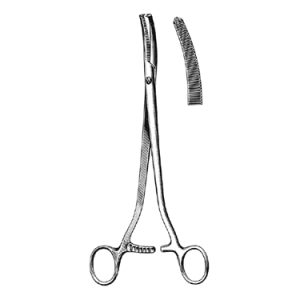 Werthiem Clamp Forceps 22 0 cm, 1 x 2 Teeth, Slightly Curved