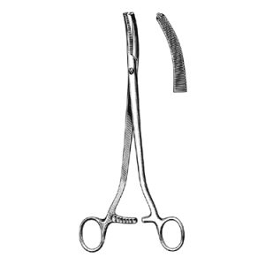 Werthiem Clamp Forceps 23 0 cm, 1 x 2 Teeth, More Curved