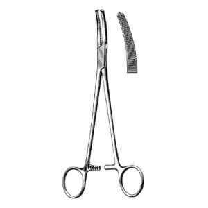Werthiem Clamp Forceps 22 0 cm, 1 x 2 Teeth, Slightly Curved