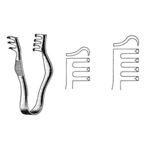 Finsen Retractor 5 0 cm, 3 x 4 Teeth, Sharp