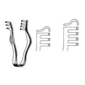 Finsen Retractor 5 0 cm, 3 x 4 Teeth, Blunt