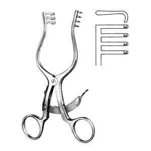 Scalp Contour Retractor 14 0 cm, 3 x 4 Teeth, Blunt