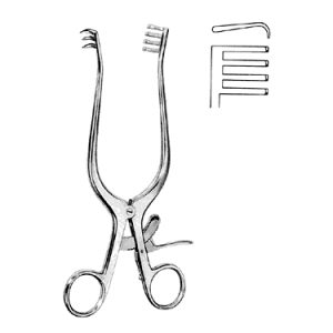 Weitlaner Retractor 20 0 cm, 80 mm, 3 x 4 Teeth, Blunt