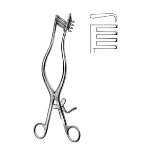 Adson Retractor 26 5 cm, 80 mm, 3 x 4 Teeth, Sharp