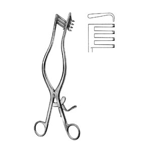 Adson Retractor 26 5 cm, 80 mm, 3 x 4 Teeth, Blunt