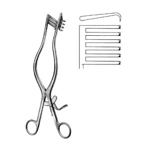 Adson Retractor 26 5 cm, 80 mm, 6 x 6 Teeth, Sharp