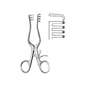 Retractor 13 0 cm, 65 mm, 3 x 4 Teeth, Sharp