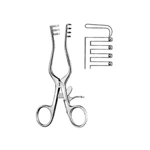 Retractor 13 0 cm, 65 mm, 3 x 4 Teeth, Blunt