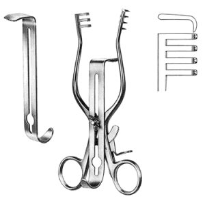 Henley Retractor 16 5 cm, With Centre Blade, 3 x 4 Teeth, Sharp