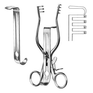 Henley Retractor 16 5 cm, With Centre Blade, 3 x 4 Teeth, Blunt