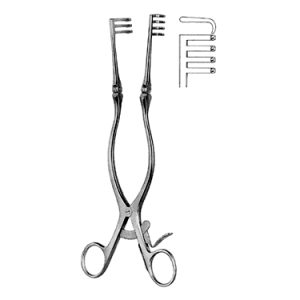 Adson Retractor 13 0 cm, 3 x 4 Teeth, Blunt