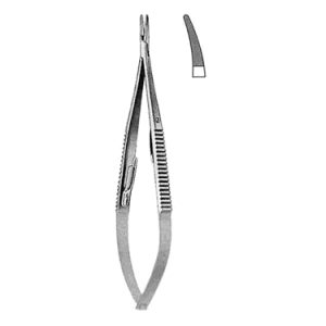 Castroviejo Needle Holders 18 0 cm, Curved, Carb Bite Jaws, Micro Profile