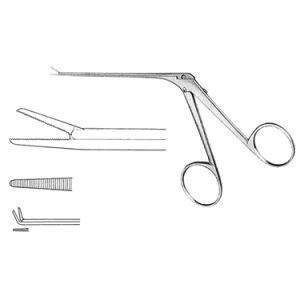 Micro Ear Forceps 80 mm Shaft, 4 0 mm x 0 8 mm Serrated Jaw, Curved Up