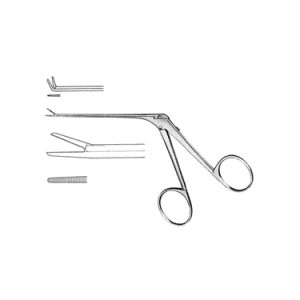 Micro Ear Forceps 80 mm Shaft, 3 0 mm x 0 6 mm Serrated Jaw, Curved Up