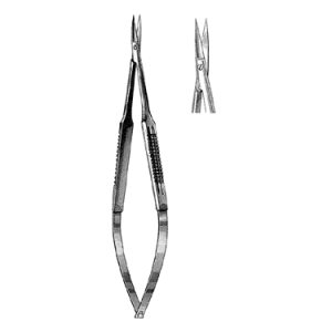Microsurgical Scissors 15 0 cm, Wide Handle, Regular Blade, Serrated, Straight