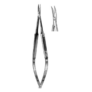 Microsurgical Scissors 15 0 cm, Wide Handle, Regular Blade, Serrated, Curved