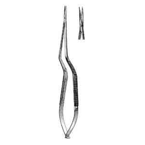 Microsurgical Scissors 21 0 cm, Round Handle, Bayonet Shape, Regular Blade, Straight