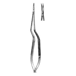 Microsurgical Scissors 21 0 cm, Round Handle, Bayonet Shape, Regular Blade, Curved