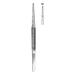 Microsurgical Forceps 18 0 cm, Straight, 0 4 mm Micro Tip, with Platform, Round Handle
