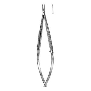 Microsurgical Needle Holder 15 0 cm, Round Handle, Straight Jaws, without Catch