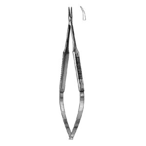 Microsurgical Needle Holder 15 0 cm, Round Handle, Curved Jaws