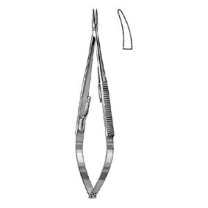 Castroviejo Needle Holder 14 0 cm, 11 mm Smooth Jaws, Flat Serrated Handle with Lock, Straight