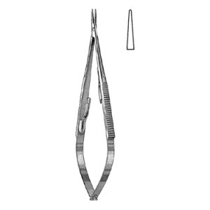 Castroviejo Needle Holder 14 0 cm, 10 mm Smooth Jaws, Flat Serrated Handle with Lock, Straight