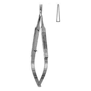 Castroviejo Needle Holder 13 0 cm, 9 mm Smooth Jaws, Wide Serrated Handle, Straight, without Lock
