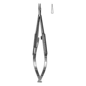 Barraquer Needle Holder 10 2 cm, 10 mm Smooth Jaws, Round Knurled Handle, Straight, with Lock