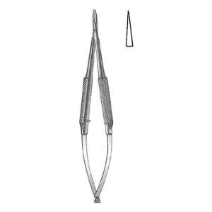 Anis Needle Holder 13 0 cm, 8 mm Smooth Jaws, Round Knurled Handle without Lock, Straight