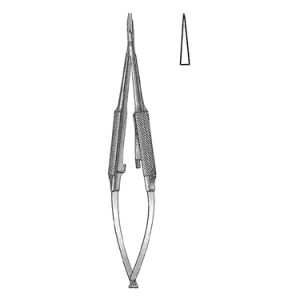 Anis Needle Holder 13 0 cm, 8 mm Smooth Jaws, Round Knurled Handle with Lock, Straight