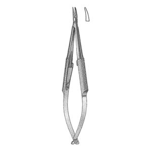 Cohan Miniature Needle Holder 10 4 cm, 8 mm Smooth Curved Jaws, Round Knurled Handle, without Lock