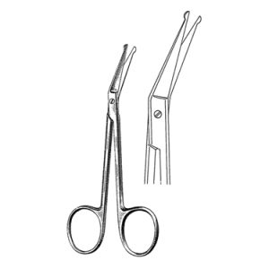 Iris Scissors 11 4 cm, 25 mm Blades, Angled over Edge, Probe Points
