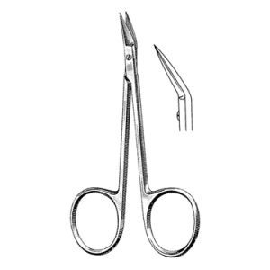 Wilmer Conjunctival Scissors 10 5 cm, Delicate, 15 mm Blades, Angled on Flat