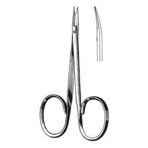Iris Scissors 8 9 cm, 12 mm Blades, Delicate, Flat Shanks, Curved
