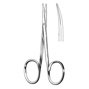 Strabismus Scissors 10 5 cm, 25 mm Blades, Flat Shanks, Curved