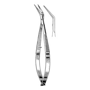Mc Clure Iris Scissors 11 4 cm, 14 mm Blades, Angled On Flat