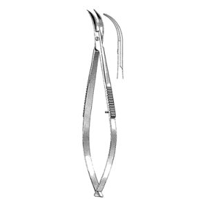 Castroviejo Iris Scissors 9 5 cm, 11 mm Blades, Curved, Sharp Tips