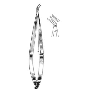 Castroviejo Corneal Section Scissors 10 2 cm, Microsurgery 7 mm Blades, Curved, Blunt Tips, Right