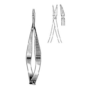 Vannas Capsulotomy Scissors 8 2 cm, Sharp Tips, Curved, 5 mm Blades