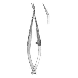 Gills Welsh Vannas Scissors 7 9 cm, Microsurgery 5 mm Blades, Angled, Sharp Tips