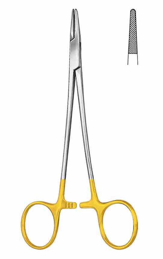 Crile Wood Needle Holder 18 cm Serrated, with tungsten carbide jaws