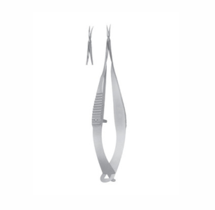 Vannas Capsulotomy Scissors, 85mm, 5mm Long Blades, Sharp Tips, Curved
