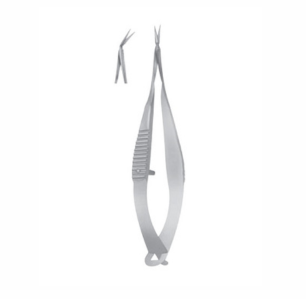 Vannas Capsulotomy Scissors, 85mm, 5mm Long Blades, Sharp Tips, Angled Forward