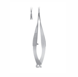 Gills Vannas Capsulotomy Scissors, 90mm, 7mm Long Blades, Sharp Tips, Curved