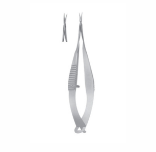 Mcpherson Vannas Capsulotomy Scissors, 85mm, 8mm Long Blades, Sharp Tips, Curved