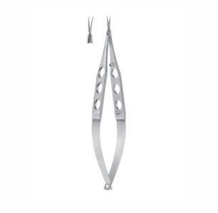 Vannas Capsulotomy Scissors, 110mm, 10mm Extra Thin Long Blades, Sharp Tips, Curved